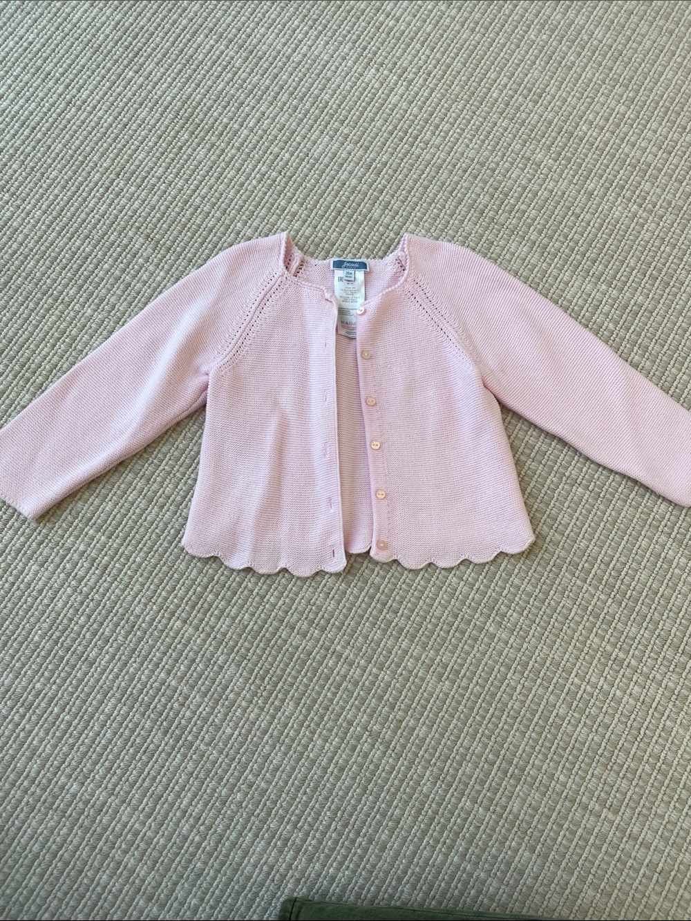 Jacadi Pale Pink Scalloped Hem Knit Cardigan